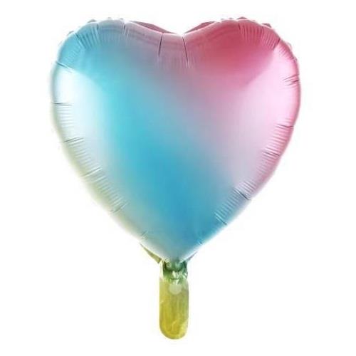 18 inç Kalp Gökkuşağı Renk Folyo Balon