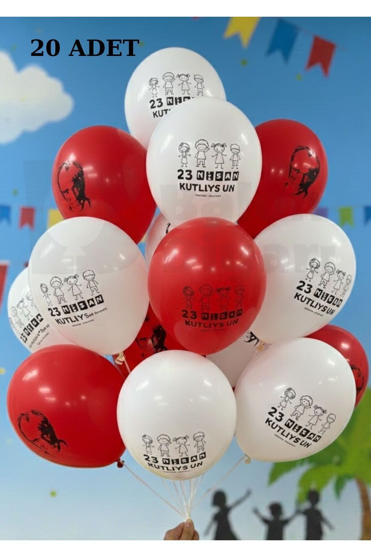 20 Adet atatürk türk bayrağı balon premium lateks