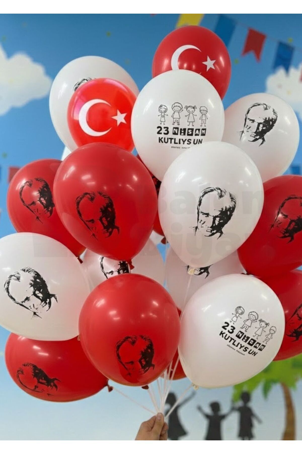 25 adet Türk bayrak 23 nisan atatürük balon setleri kutlama karışık kutlama seti