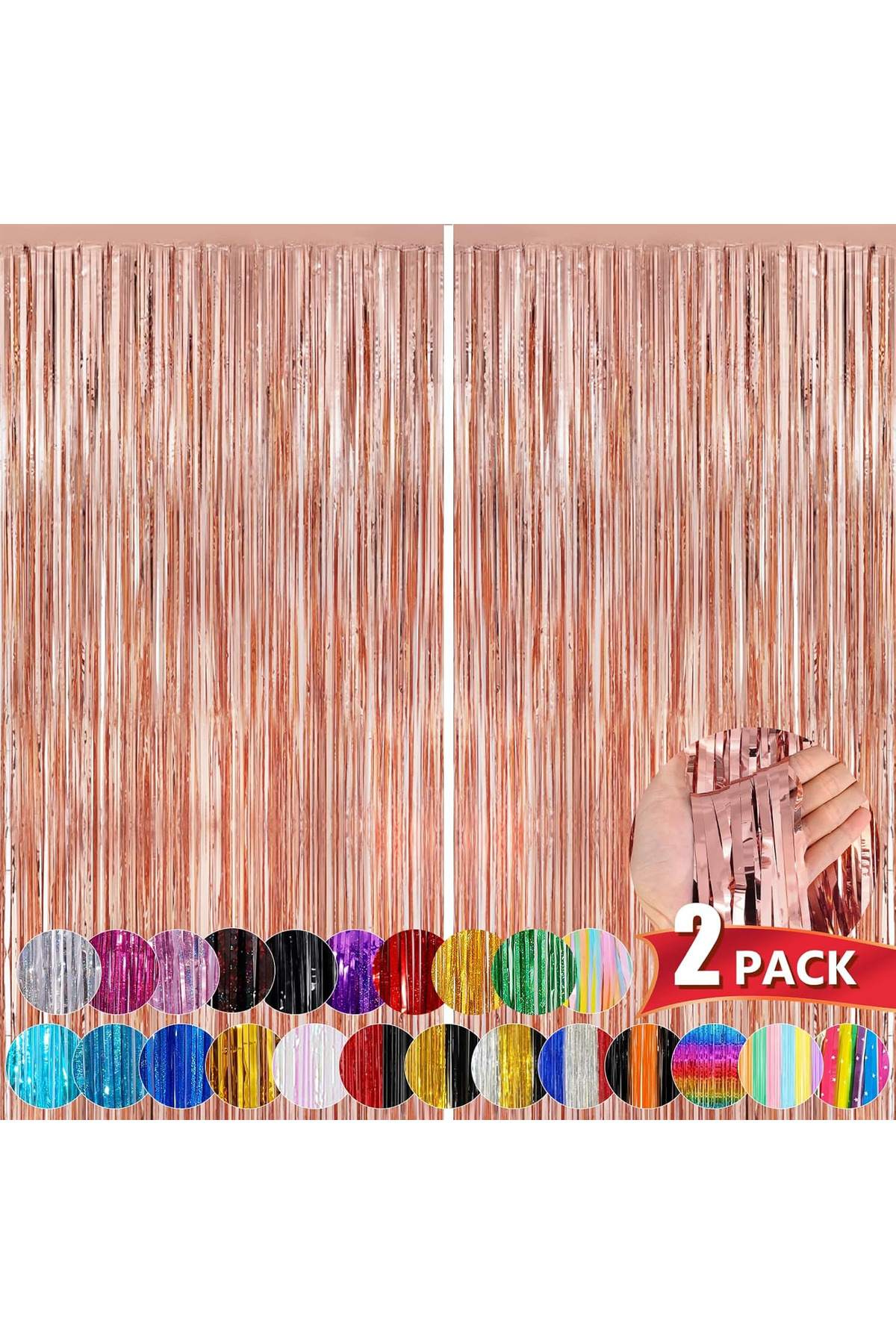 2li Rosegold Kapı Duvar Parti Fon Arka Perde Işıltılı Doğum Günü Perdesi