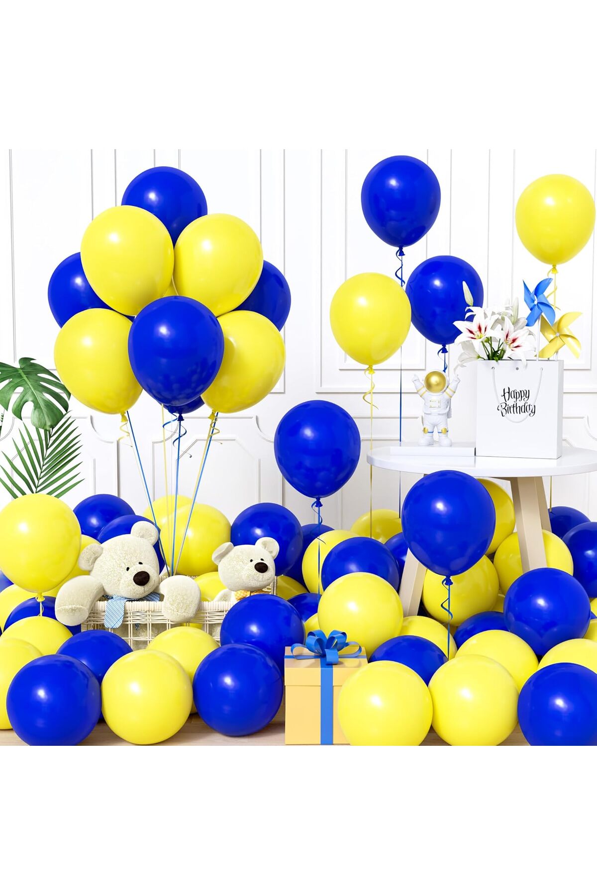 40 Adet Sarı & Lacivert Balon Seti – Canlı Ve Dinamik Parti Dekoru
