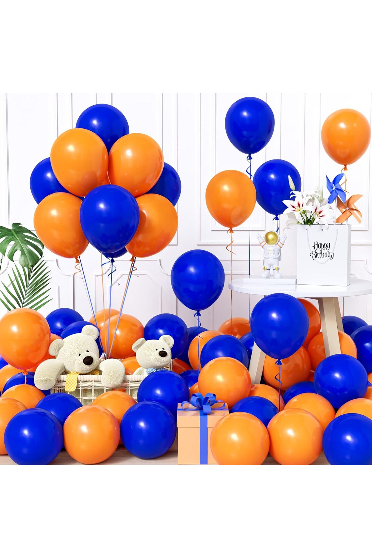 40 Adet Turuncu & Mavi Balon Seti - Canlı Ve Enerjik Parti Dekoru