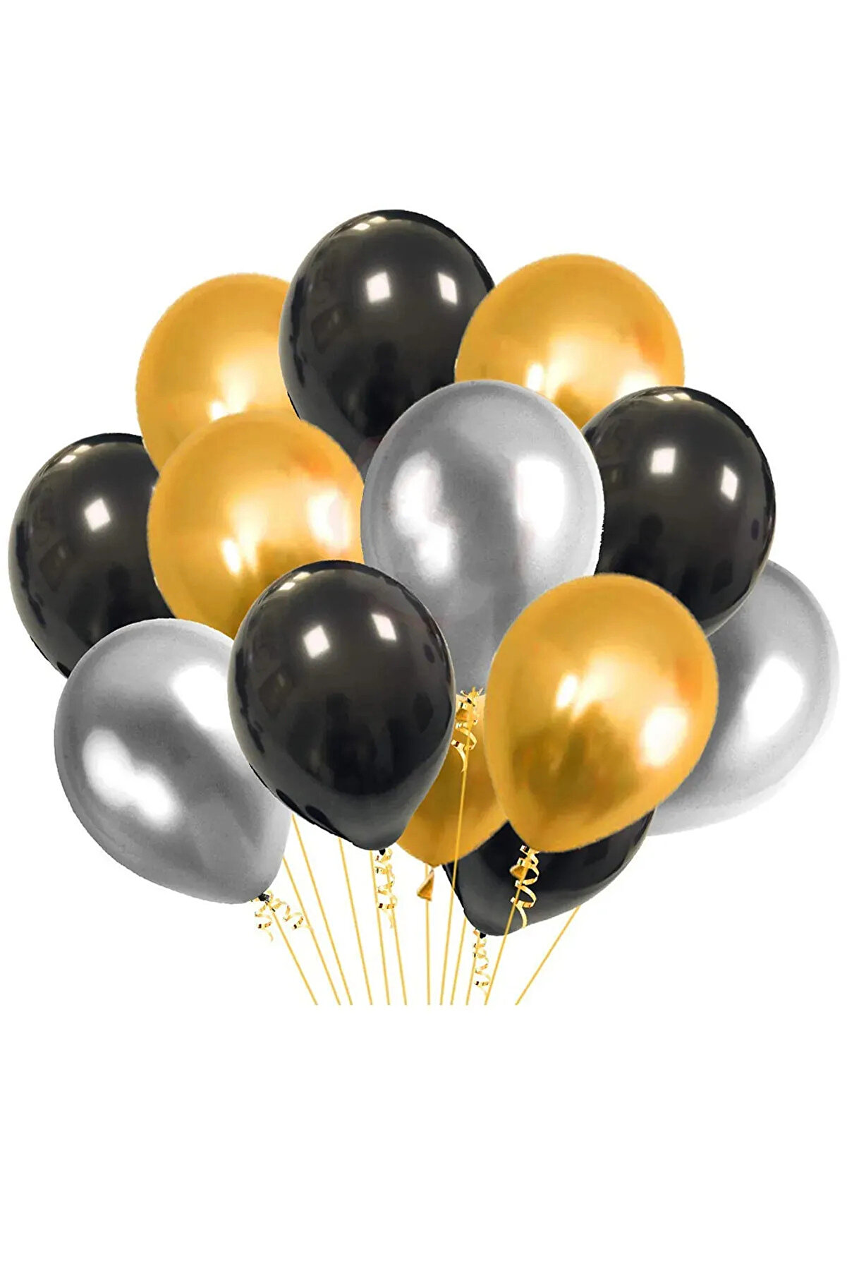 5li Karışık Renk Balon Zincir Seti (15 Adet Siyah,10 Adet Gümüş 10 Adet Gold)