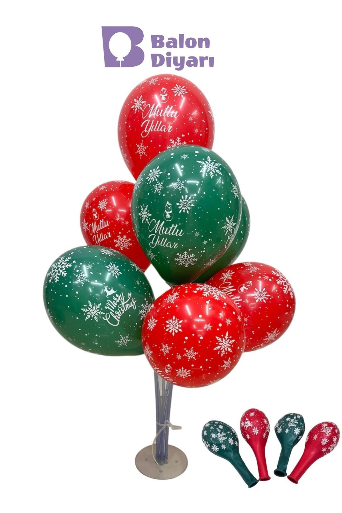 7 Balon ve standı mutlu yıllar balon yılbaşı kaliteli