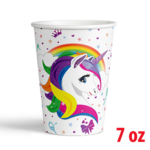 7 Oz Karton Bardak Beyaz Unicorn 8'li