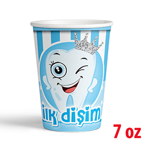 7 Oz Karton Bardak Mavi Diş 8'li