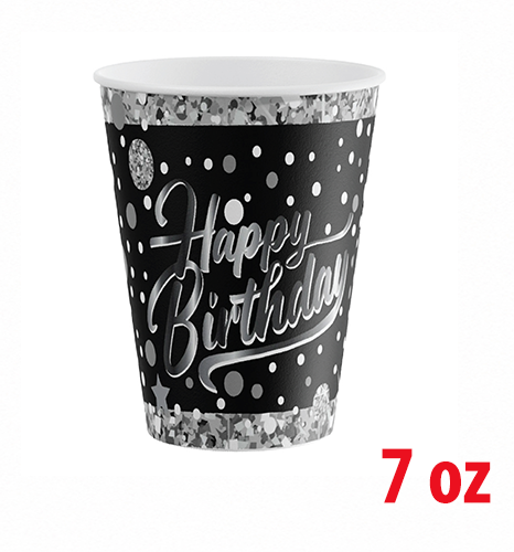 7 Oz Karton Bardak Silver Happy 8'li