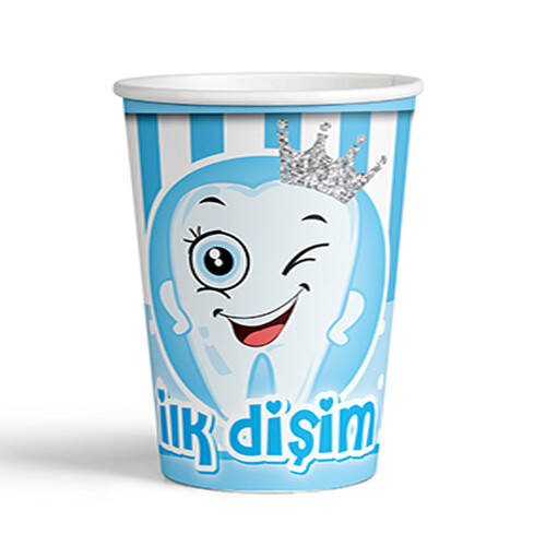 8 Oz Karton Bardak Mavi Diş 8'li