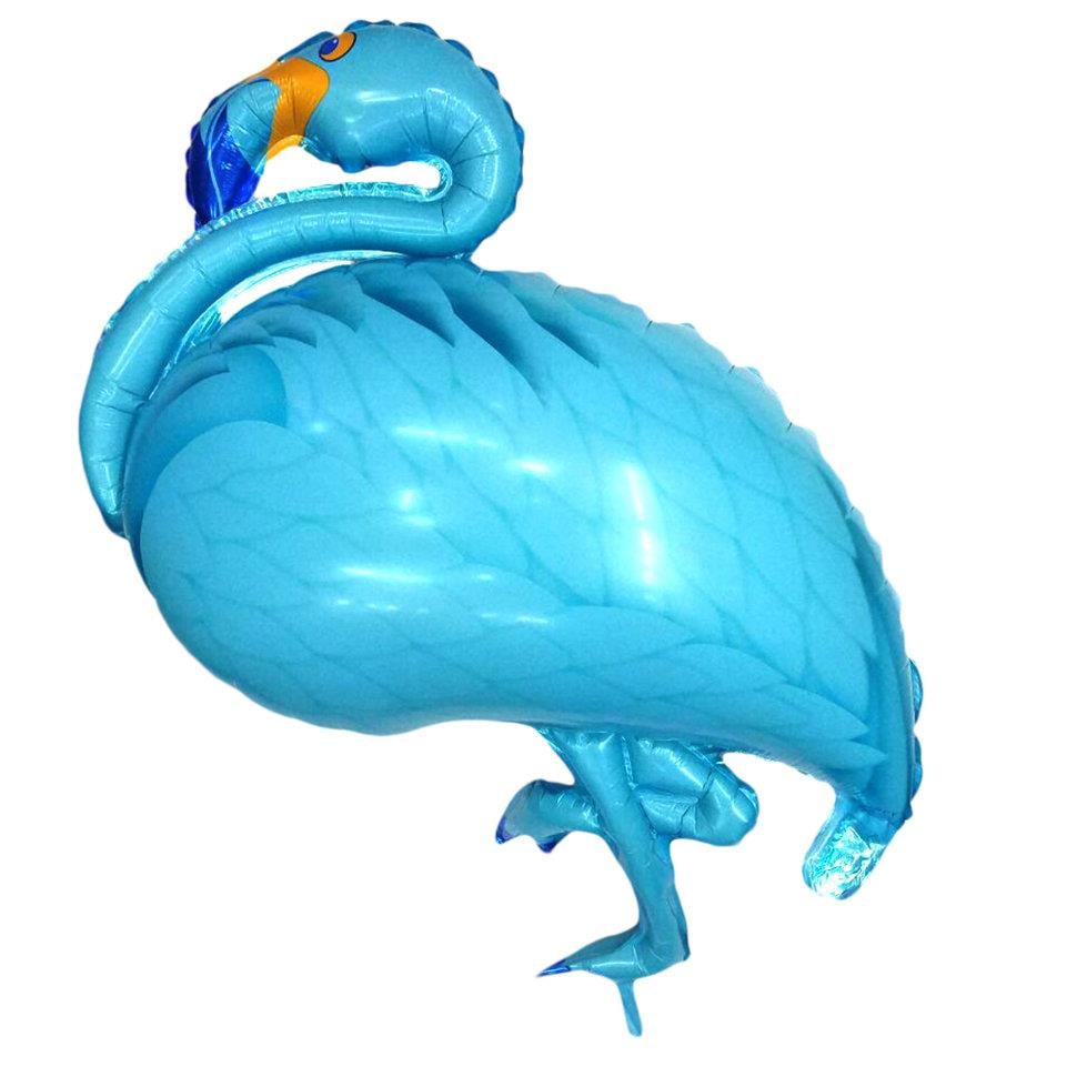 Ayaklı Flamingo Mavi Renk Folyo Balon