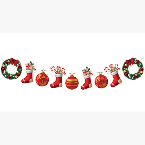 Dekoratif Banner Çelenk Yılbaşı