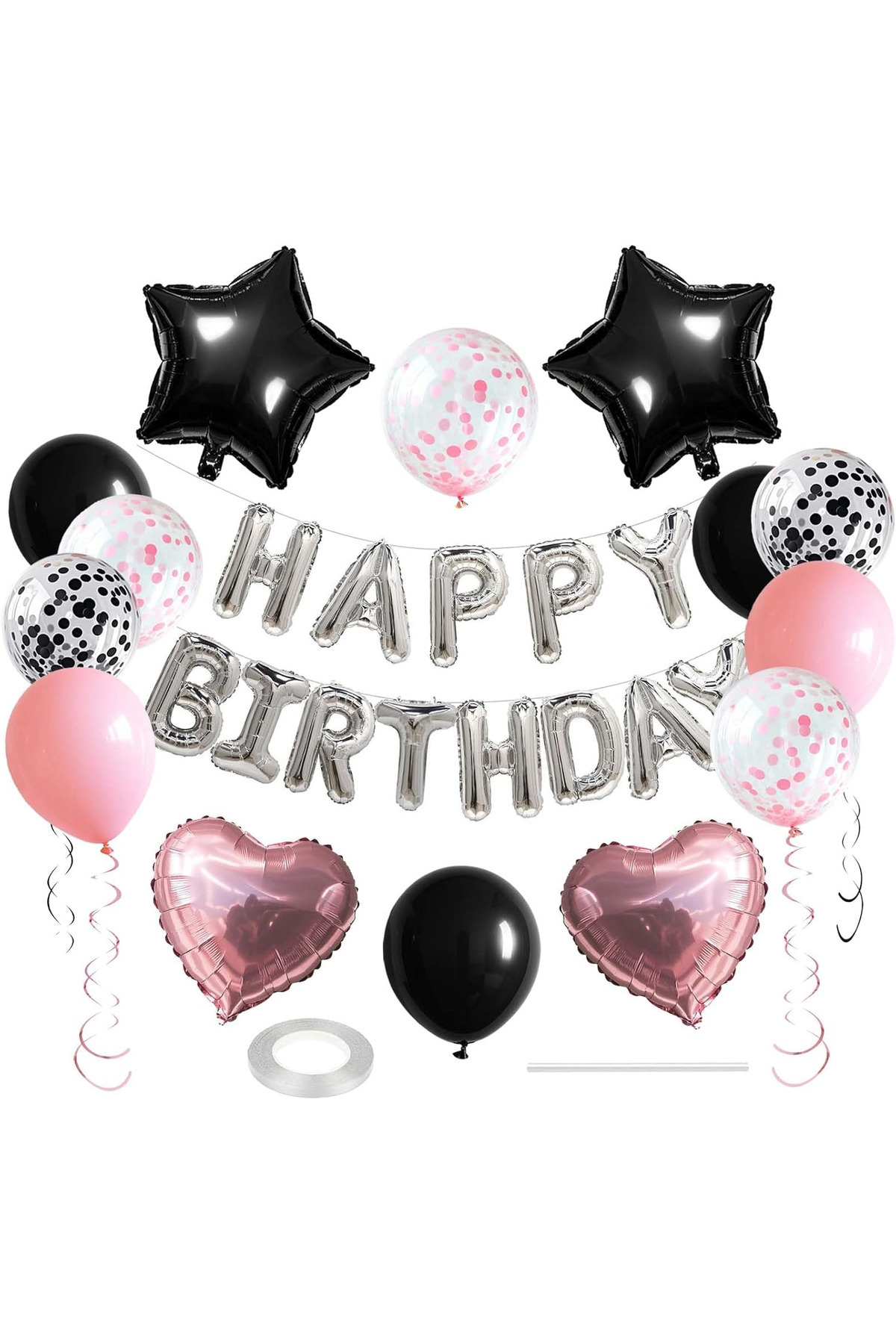 Doğum günü Happy birthday Gümüş Dev boy hava ve helyum ile uyumlu çeşitli hediyeler