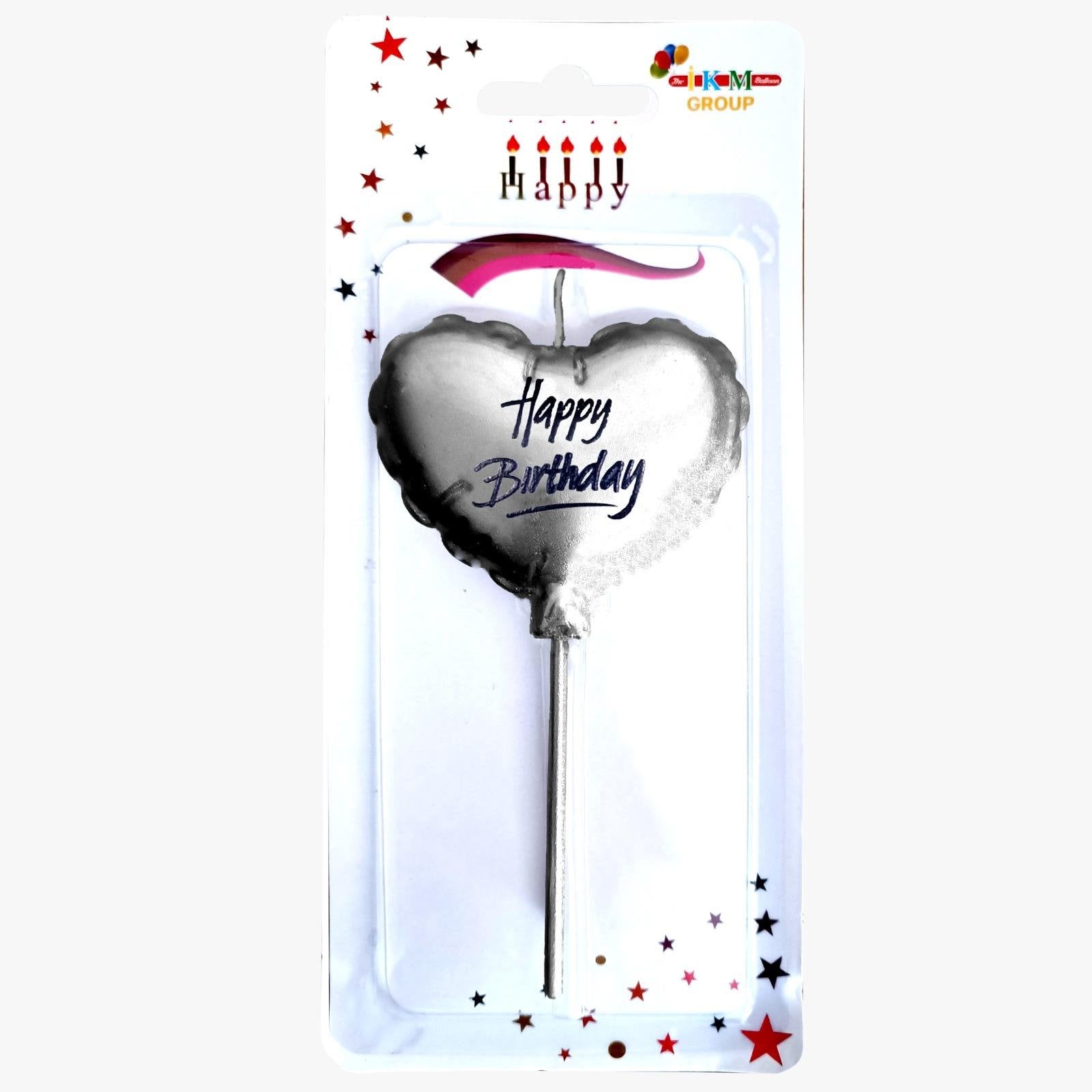 Happy Birthday Kalp Gümüş Mum