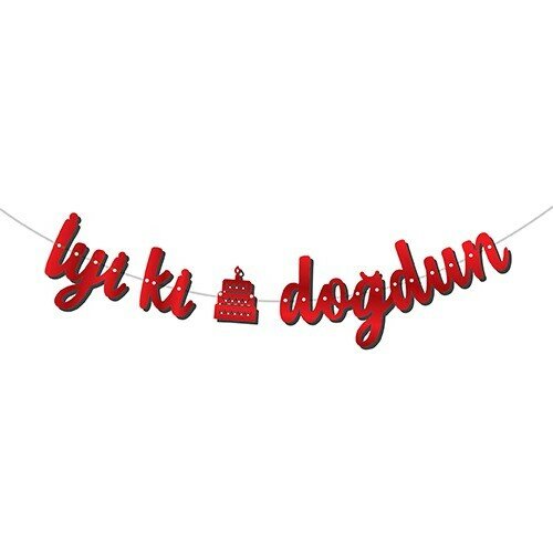 Kaligrafi Banner Kırmızı İyi Ki Doğdun