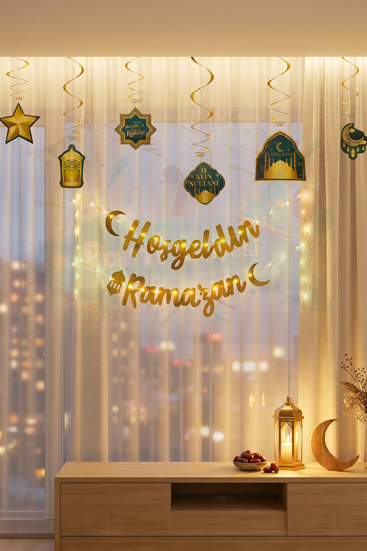 Led Işıklı Hoşgeldin Ramazan Yazılı Ramazan Bayramı Tavan Süsü 11 Ayın Sultanı dini