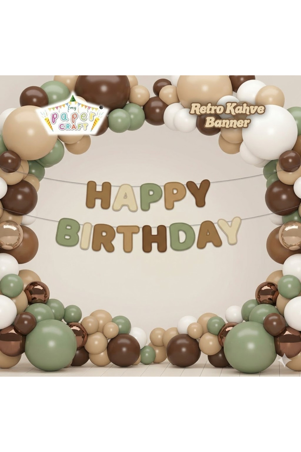 Özel Kesim Happy birthday banner balon dahil süslemesi kaliteli şık kutlama