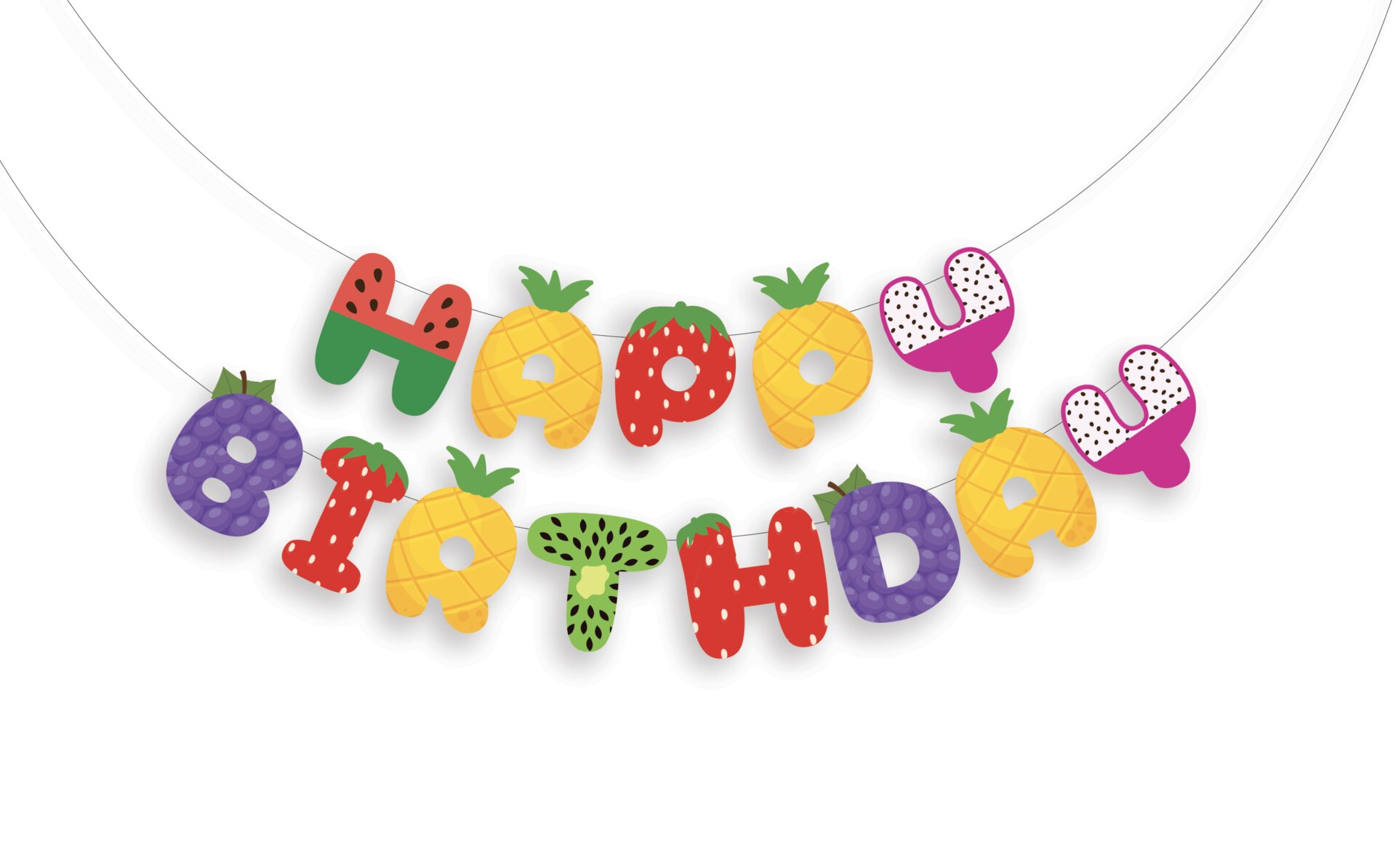 Özel Kesim Meyve Temalı Happy Birthday Banner