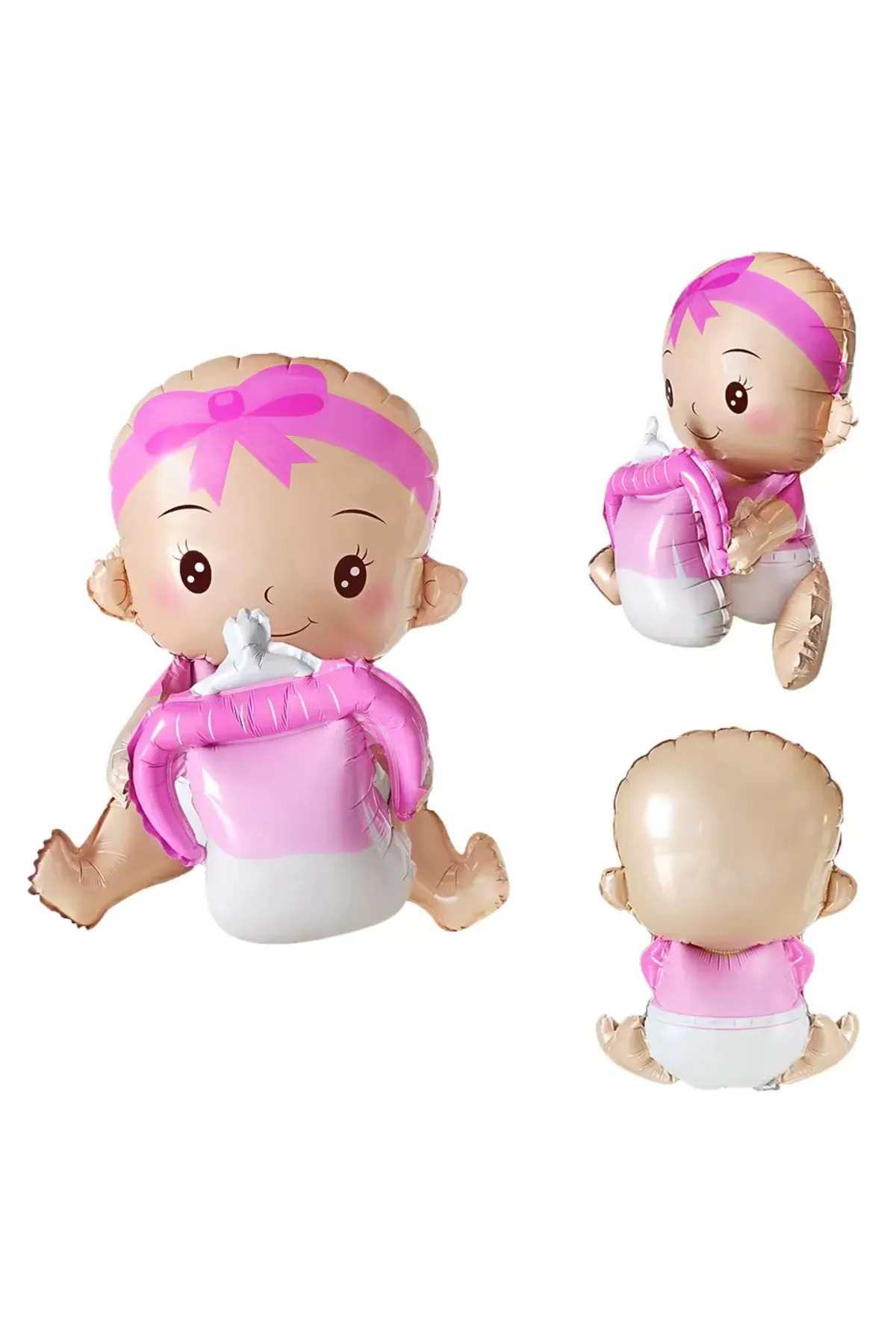 Pembe ve Mavi Biberonlu Folyo Balon - Bebek Doğum ve Baby Shower Süslemesi