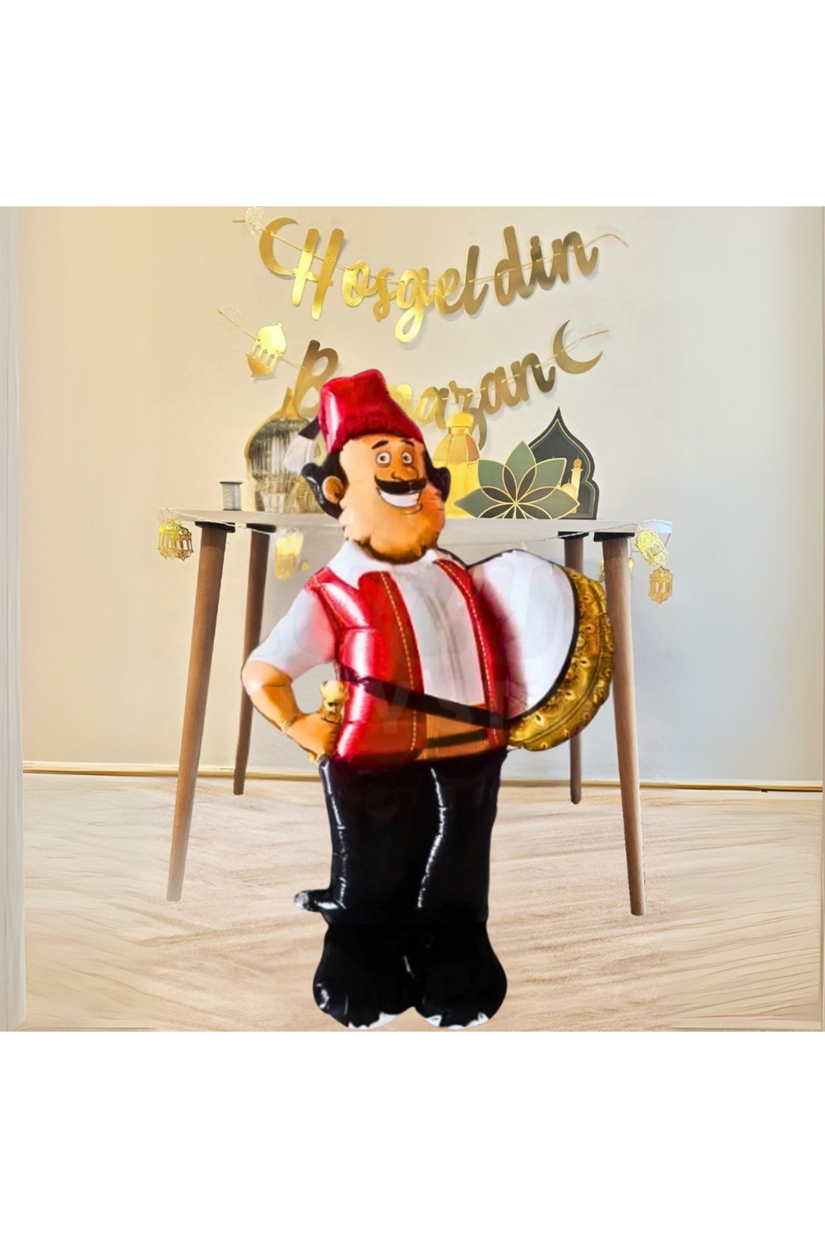 Ramazan davulcusu + Hoşgeldin ramazan Duvar süsü Dev boy Folyo balon