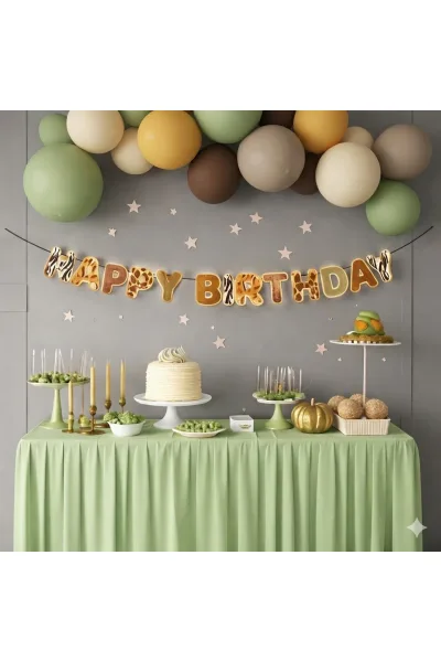 20 Adet safari balon Özel kesim Happy birthday banner retro kutlama