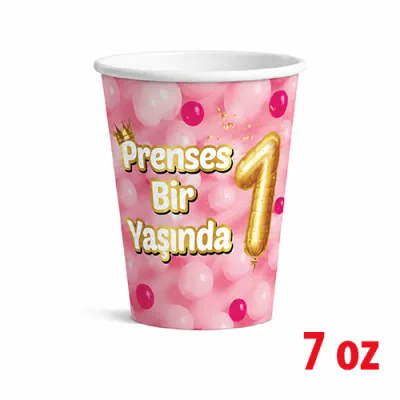 7 Oz Karton Bardak Pembe 1 Yaş 8'li