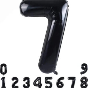 7 yaş Siyah Folyo Balon 34 İnç (76-82 cm)