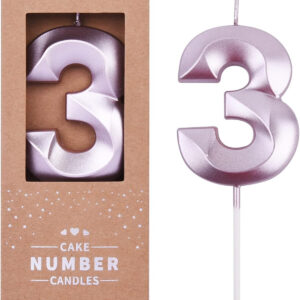 3 Yaş pasta mumu doğmu günü pasta mumu Kristal Rosepembe kaliteli