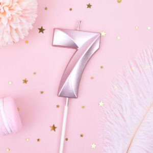 7 Yaş pasta mumu doğmu günü pasta mumu Kristal Rosepembe kaliteli