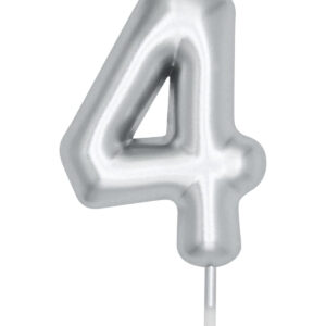 4 Yaş Gümüş Rakam pasta mumu doğum günü yaş mum 9cm