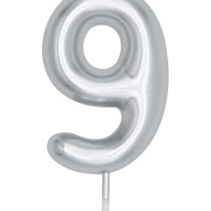 9 Yaş Gümüş Rakam pasta mumu doğum günü yaş mum 9cm