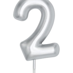 2 Yaş Gümüş Rakam pasta mumu doğum günü yaş mum 9cm
