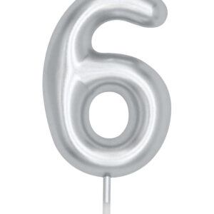 6 Yaş Gümüş Rakam pasta mumu doğum günü yaş mum