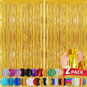 2li Gold Altın Kapı Duvar Parti Fon Arka Perde Işıltılı Doğum Günü Perdesi