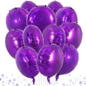 5 adet Mor Yuvarlak folyo balon hava ve helyum ile uyumlu şık