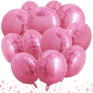 5 adet Pembe Yuvarlak folyo balon hava ve helyum ile uyumlu şık