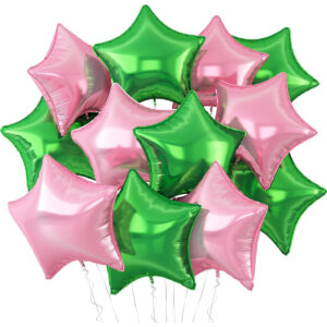 4 adet yeşil parlak pembe Folyo balon 45cm Hava ve helyum ile uyumlu balon ipi