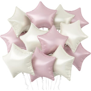 4 adet Krem Açık pembe Folyo balon 45cm Hava ve helyum ile uyumlu balon ipi