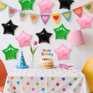 Krem Açık mavi Yıldız Folyo balon 45cm Hava ve helyum ile uyumlu balon ipi