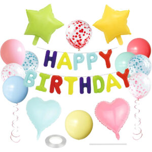 25 parça Doğum Günü Seti DEV BOY hava ve helyum ile uyumlu Happy Birthday Pompa dahil