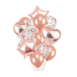 20 parça Rosegold yıldız balon kalp metalik parlak hava ile uyumlu