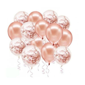 Rose Gold metalik balon 10 adet şeffaf pul dahil
