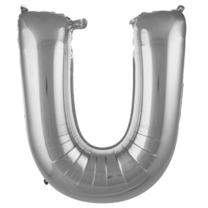 U Harf Balon Gümüş Bütün harfler Büyük boy 78cm
