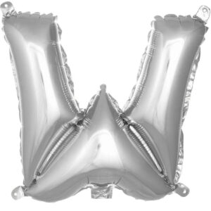 W Harf Balon Gümüş Bütün harfler Büyük boy 78cm