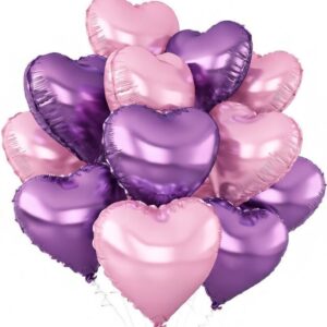 Kalp Folyo balon Tüm renkler karışık 4 adet 45cm hava ve helyum uyumlu