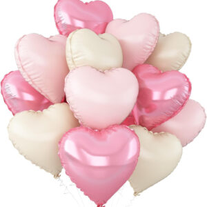 Kalp Folyo balon Tüm renkler karışık 4 adet 45cm hava ve helyum uyumlu