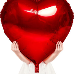 Kırmızı Kalp Folyo balon 45cm tüm renkler hava ve helyum ile uyumlu