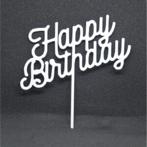 Pasta süsü Beyaz Happy birthday kaliteli malzeme