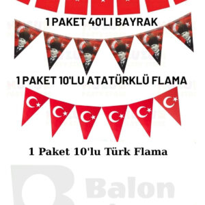 Milli Bayram 23 nisan Süsleme Paketi Bayrak Türk Bayrak Flama atatürk flama 60 parça