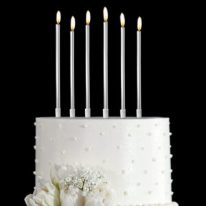 metalik silver 12cm 6'lı pasta mumu