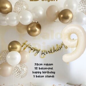 9 yaş Folyo 12 balon banner 7li stand elit doğum günü seti