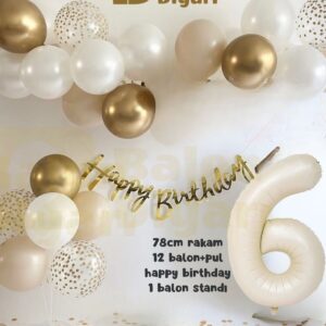 6 yaş Folyo 12 balon banner 7li stand elit doğum günü seti